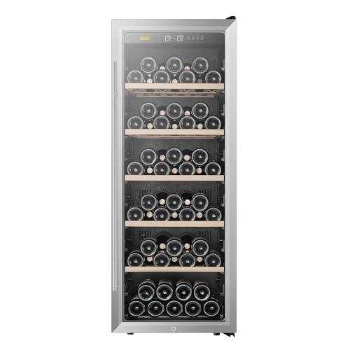 Lanbo 20 Inch 69 Bottle Freestanding Wine Cooler with Beechwood Shelves, Child Lock and Digital Touch Control