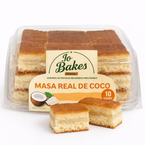 Coconut Cake Bars – Masa Real de Coco – Caribbean Dessert – 10 Count – JO BAKES