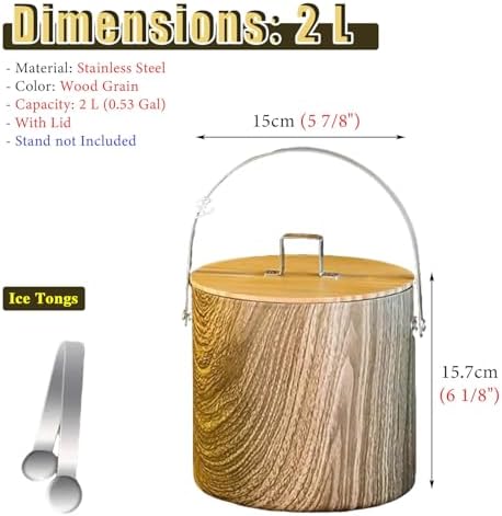 Portable Stainless Steel Champagne Bottle Chiller Bucket, 2L Wine Cooler Tub with Handles, Thick Desktop Freezer for Home & Patio - Ideal Beverage Container