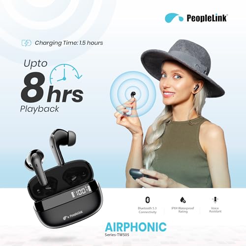 Image of TWS05 Earbuds up to 45 Hours Playback, Voice Assistant, App Connectivity,2-mic Clear Calls,3D Spatial Audio,Low Latency for Gaming, IPX4 TWS,12.4mm Drivers,Up to 46dB Hybrid ANC (Black)