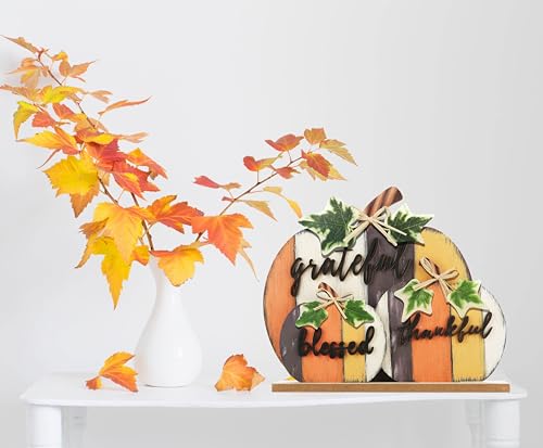 CYNOSA-Fall-Decorations-for-Home-Blessed-Grateful-Thankful-Fall-Decor-Farmhouse-Wooden-Pumpkin-Tabletop-Signs-for-Home-Thanksgiving-Living-Room-Harvest CYNOSA Fall Decorations for Home Blessed Grateful Thankful Fall Decor Farmhouse Wooden Pumpkin Tabletop Signs for Home Thanksgiving Living Room Harvest