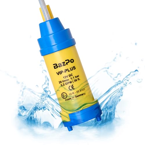 Image of 12V Submersible Water Pump - German Made (5.2GPM / 36ft.) | Portable RV Water Pump - Works with Electric Switch in 12V Faucets | 12 Volt Small Water Transfer Pump for Camper, Marine