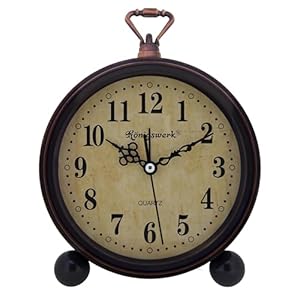 Vintage Analog Alarm Clock, 5.25 inch Small Silent Desk Clock with Night Light, Battery Operated for Table, Bedroom, Bedside, Living Room, Room Decor (Classic)