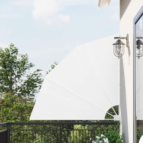 vidaXL Balkon Sichtschutz Weiß 140 x 140 cm Stoff, Verstellbarer Sichtschutz, Faltbarer Sonnenschutz, pfiffiger Gartenraumteiler, UV-Schutz für Terrasse oder Balkon