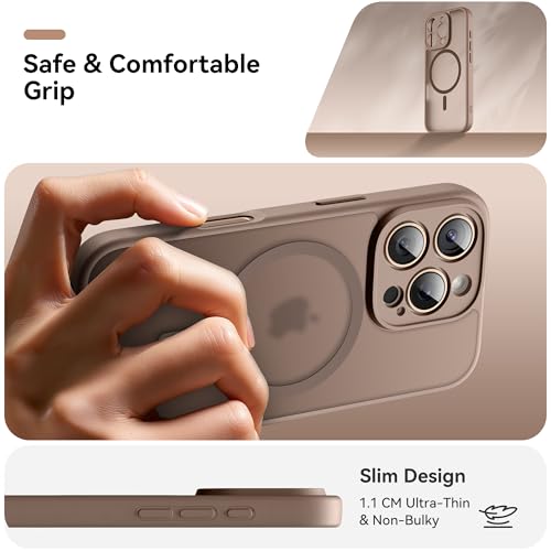 Helssitot für iPhone 16 Pro Hülle mit Magsafe, Militär-Grade Stoßfest Kratzfest Anti-Fingerabdruck Magnetisch Rückseite Matt Handyhülle für iPhone 16 Pro 6,3 Zoll,Wüstenfarbe