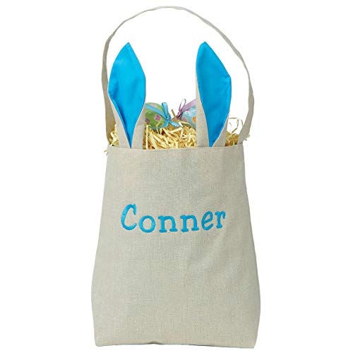 Lillian Vernon Personalized Blue Easter Basket Totes with Bunny Ears - Canvas 4