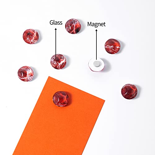 Staruby 25 Pcs Fridge Magnets Marble Texture Refrigerator Magnets Cute Decorative Magnets Office Kitchen Magnets Glass Magnets Fridge Locker Magnets For Whiteboard,Turkish Red,Dia 0.78 Inch #TOP4