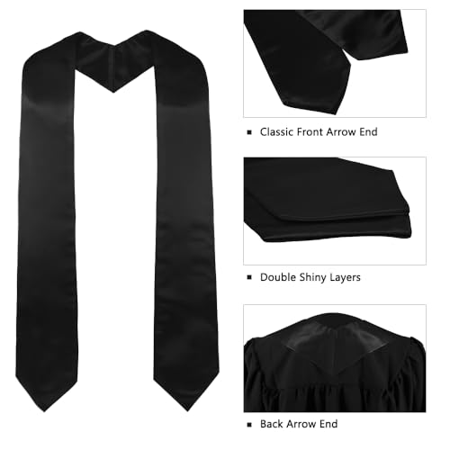 GraduatePro Abschluss Stola Kirche Priester Chor Stahl Erwachsene Unisex Universität 152cm Schwarz