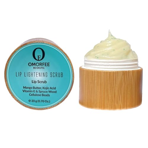 Lip Lightening Scrub by Omorfee | Vegan Lip Exfoliating & Moisturizing Treatment | Vitamin E & Natural Beads for Dull, Dry, Dark or Discolored Lips – 20g / 0.70 oz