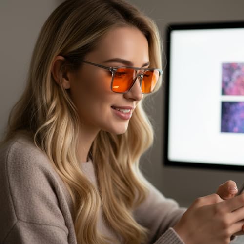 Image of LVIOE 99% Blue Light Glasses Sleep Glasses Orange Tinted Lens for Good Sleep Reduce Eyestrain Aviator Eyeglasses