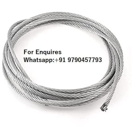 Image of Stainless Steel Cable Wire Rope for Hoisting, (20 Mtrs Length with 4 Uclamp 4 Thimble 2 Turnbuckle, 5 MM Diameter)