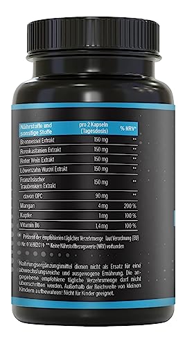 BRNR - Wasser Bindegewebe Komplex mit Kupfer und 5in1 Stoffwechsel Formel mit Vitamin B6, Brennnesselextrakt, Rosskastanienextrakt, 120 Kapseln