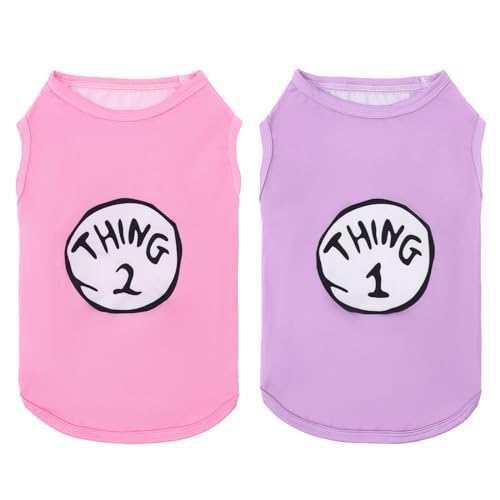 Image of CuteBone Dog Shirts 2-Pack Soft Pet Clothes Breathable Summer Vest for Small Puppy and Stretchy Cat Apparel