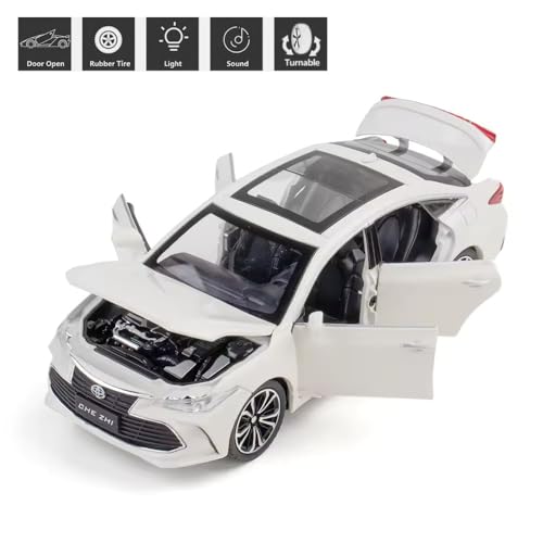 Image of Invite Toy Car 1:24 Toyota Avalon Metal Alloy Diecast Car Model Miniature Model with Sound Light Model Boys Toys for Children's【 White-Color 】