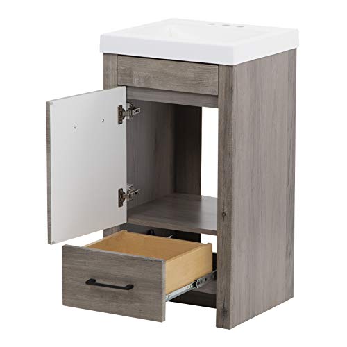Spring Mill Cabinets Nixie Bathroom Vanity With Sink, 18.5 In. X 16.75 In, White Washed Oak #TOP3
