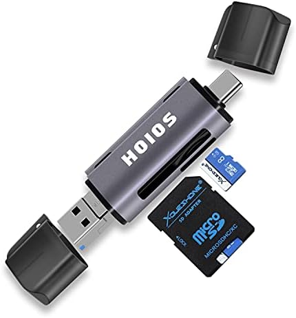SD Card Reader USB-C,3-in-1 Memory Card Reader with Tri-Connectors, USB 3.0 Card Reader Adapter for SDXC,Micro SDXC,Compatible with Windows,Mac OS,Linux, Android,Silver Gray