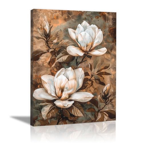 Tableau fleurs de magnolia blanc WODJEM 40x60cm pour réveiller un mur blanc triste