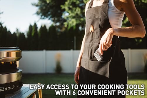 Image of Solo Stove Apron | Durable Canvas Cooking Apron with Adjustable Straps, 6 Pockets, and Towel Loop - Perfect for Men and Women Chefs - Black, 600D Canvas Material, Onesize