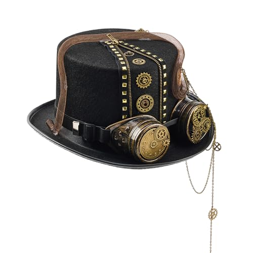 Chapeau Fedora avec chaîne pour lunettes pour les soirées déguisées d'Halloween