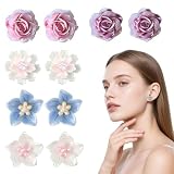IBXWMNG 5 Paia Orecchini Magnetici Donna Design Floreale Orecchini Magnetici Senza Buco Resina Clip per Orecchie Colorati Stella Polare Accessori di Moda Regalo