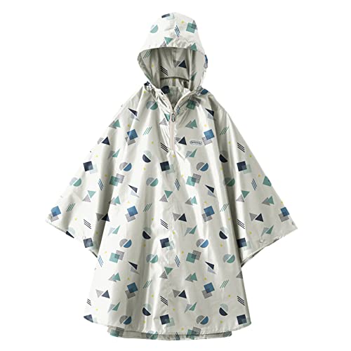 [アウトドアプロダクツ] レインポンチョ シェイプ柄 男女兼用 撥水 はっ水 メンズ レディース 通学 通勤 収納袋付 M/Lサイズ 06003147 シェイプ柄(ホワイト) 日本 L (日本サイズL相当)