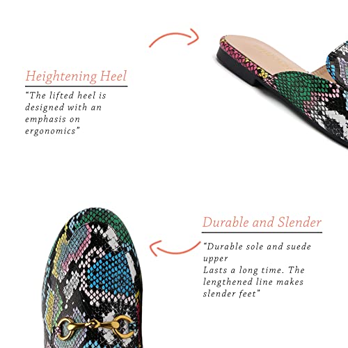 Minorsu Buckle Mules For Women Round Toe Backless Flat Mules Slides Mules Shoes Ladies Slip-On Loafers #TOP2