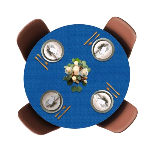 Covers For The Home Round Tablecloth, Vinyl, Flannel Backed, Blue, Small