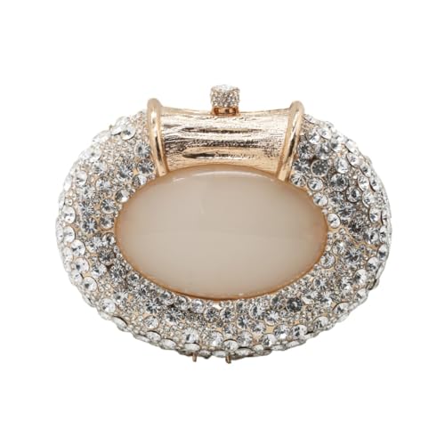 Image of UMREN Women Crystal Oval Shell Evening Purse Bags Luxury Rhinestone Clutch Unique Gems Handbag Bridal Wedding Shoulder Bag