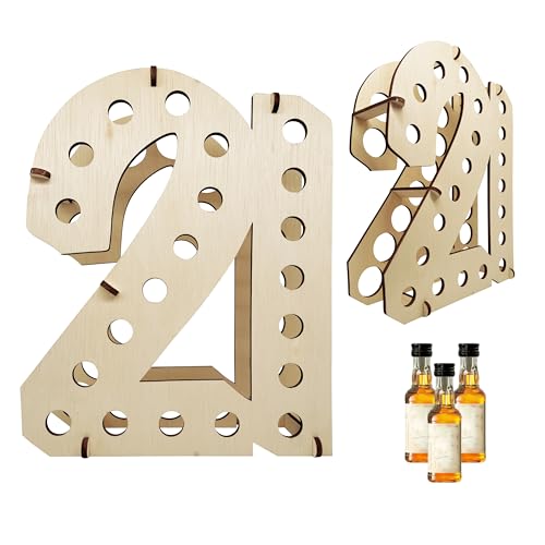 Image of Lumber Reveal USA Natural 21 Shot Bottle Holder | 21st Birthday Decorations | Unique 21st Birthday Gifts | Holds 21 Shooter Bottles | Assembly Required