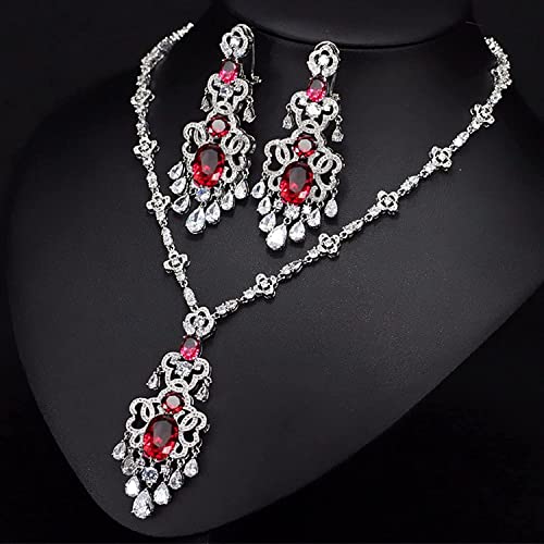 Bijoux de mariage bleu de prestige en cubic zirconia avec un collier scintillant