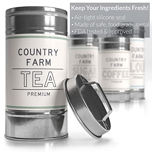 Barnyard Designs Metal Canister Sets For Kitchen Counter Vintage Kitchen Canisters, Country Rustic Farmhouse Decor For The Kitchen, Coffee Tea Sugar Flour Farmhouse Kitchen Decor, Set Of 4 #TOP5