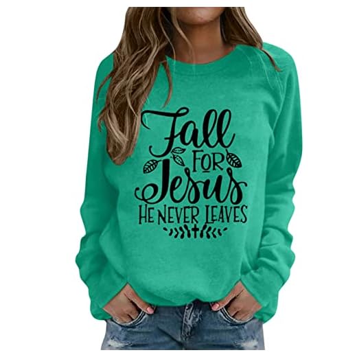 Zldhxyf Chaqueta de punto para mujer Tops para mujer, estampado diario, cuello redondo, sudadera, informal, manga larga, informal, suelta, piojos sueltos, mujer, Verde n.º 2., L