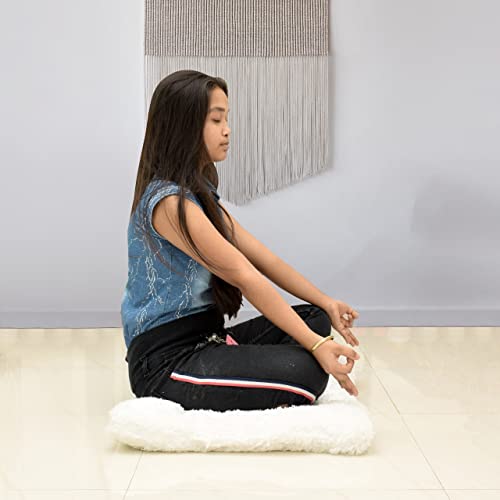 Image of NEXTGO Floor Seat Cushions Yoga Meditation Mat Pooja aasan Soft Extra Comfortable Feather Touch Last Long upto washable material Size 24 x 30 Inch 2 x 2.5 Fit Color White