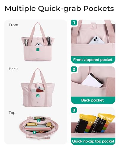 Image of BAGSMART Tote Bag for Women, Foldable Tote Bag With Zipper Travel Shoulder Bag Handbag for Work