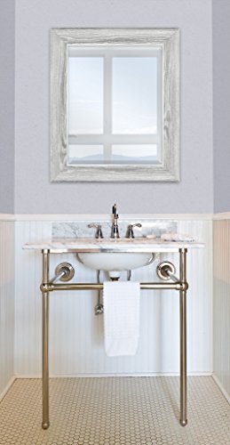 Image of MCS 21.5x25.5 Large Wall Mirror, Gray Woodgrain & Beveled Mirror, Vertical & Horizontal Wall Hanging Mirror for Bathroom, Bedroom & Livingroom