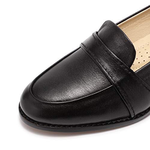 Image of Mona flying Women's Leather Dress Penny Loafers Slip On Flats Office Shoes