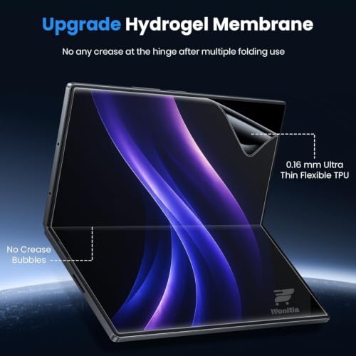 Image of WonRia Set of 4 - Screen Guard Protector Compatible with Samsung Z Fold 8 Ultra 5G Unbreakable Membrane | Front + Back + Inner + Hinge | 360 TPU Film | Installation Kit