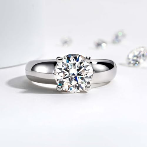 Moissanite Engagement Ring, 3CT D Color Solitaire Moissanite Rings 14K Gold Plated 925 Sterling Silver Moissanite Wedding Band Promise Rings for Women with Certificate2