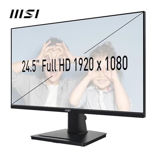 Image of MSI PRO MP251 24.5 Inch Full HD Office Monitor - 1920 x 1080 IPS Panel, 100 Hz, Eye-Friendly Screen, Built-in Speakers, Tilt-Adjustable - HDMI 1.4b, D-Sub (VGA)