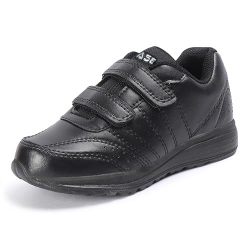 Image of TRASE School Shoes Black for Boys and Girl | Premium Light Weight EVA Sole | White and Black Colors Available| Without Laces 5 Years to 16 Years