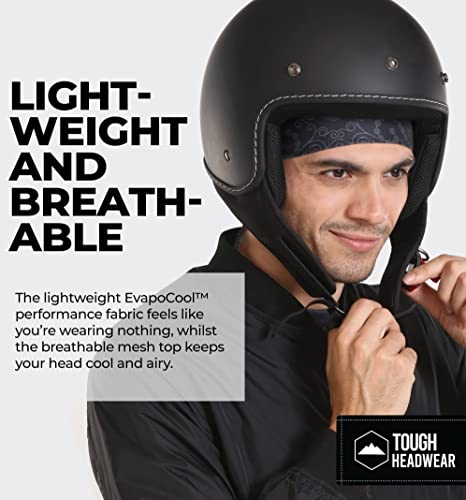 Cooling Helmet Liner - Do Rag Skull Cap for Men - Cooling Head Wrap, Hard Hat Liner - Motorcycle Pirate Bandana, Paisley - Black, One Size