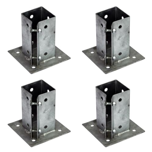 4 x Fence Post Holder 75mm posts Support Bolt Down Shoe Anchor Clamp Grip Galvanised for 75mm x 75mm posts (3) Eliza Tinsley Swiftpost, Pack of 4