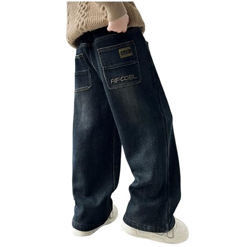 Baggy Jeans Jungen Straight Jeanshose Elastische Mit Taille Stretch Mode Denim Hosen Loose Fit Denim Vintage Hosen Lässige Weitem Bein Jeanshose Streetwear Boy Mode Hip Hop Streetwear Freizeithose
