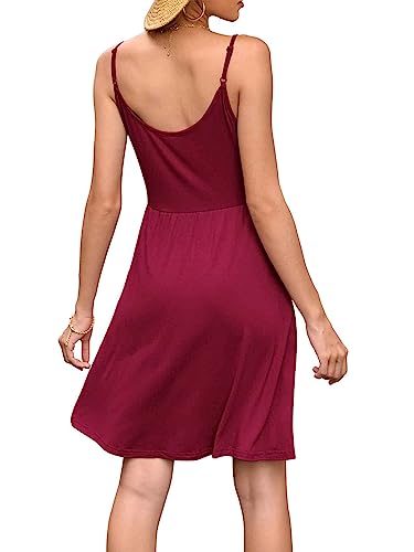 WEACZZY Women's 2025 Summer Dresses V Neck Spaghetti Strap Sundress Casual Beach Flowy Mini Dress with Pockets4