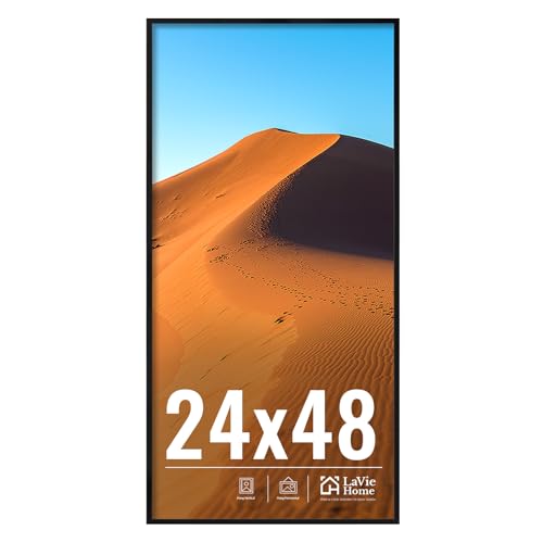 Image of LaVie Home 24x48 Picture Frame for Wall Display, 24x48 Black Picture Frame with HD Plexiglas, 24 x 48 Frame 1 Pack, Display Frame for Vertical or Horizontal, Classic Collection