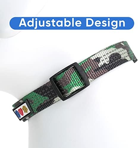 Pawtitas Reflective Dog Collar with Stitching Reflective Thread | Reflective Dog Collar with Buckle Adjustable and Better Training Great Collar for Small Dogs - Green Camo Collar - 3