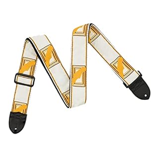 kowaku Sangle de guitare élargissant la bandoulière épaississante pour guitare électrique basse, blanc jaune - Les Beatles, Paul McCartney, John Lennon, RIngo Starr, George Harrison