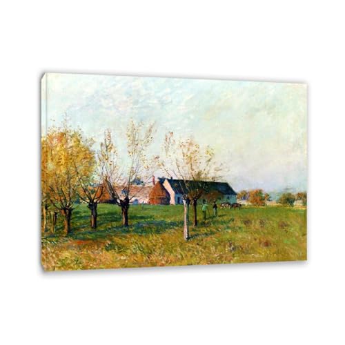 Impression sur Toile Matin d'automne par Alfred Sisley - Peinture sur Toile 40x56cm Encadré