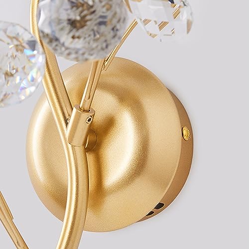 Image of Modern Crystal Wall Sconces 2 Light Flower Moulding Wall Light Fixtures Vintage French Wall Lamp Fixtures for Bedroom Living Room Corridor Restaurant Gold B8800 (2 Light)