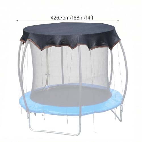 Toldo para trampolín de 14 pies negro que protege la lona redonda contra hojas y suciedad 5
